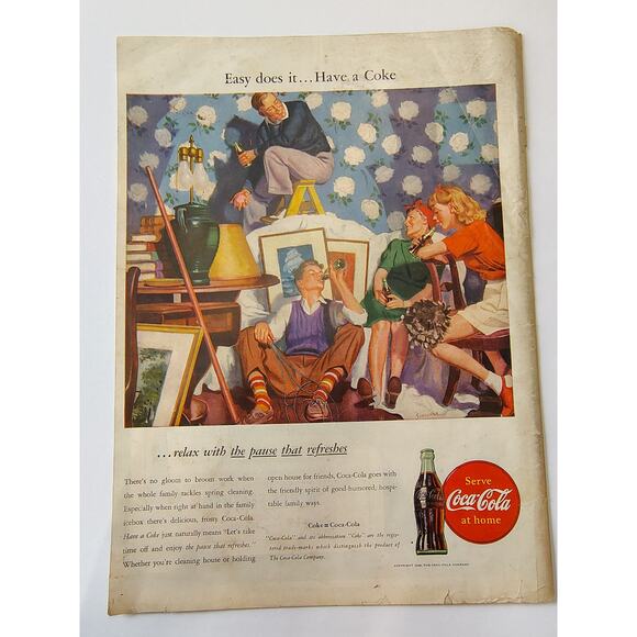 1946 Coke = Coca-Cola Vtg Print Ad Spring Cleaning Family Pause That Refreshes - Picture 7 of 7